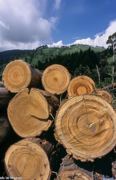 Pile of Logs on Field