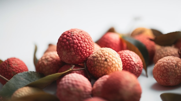 A pile of lychee fruit on a table