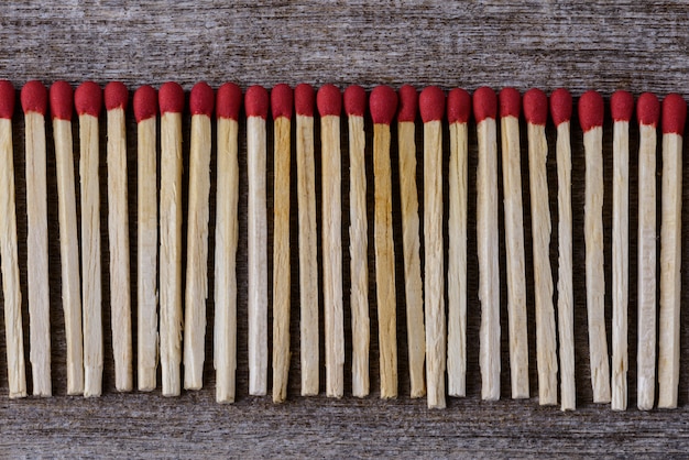 Pile of matchsticks arrange in a row