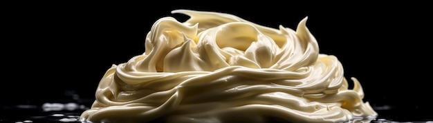 Photo pile of mayonnaise on a black background generative ai
