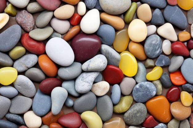 Photo pile of mixed colored pebbles