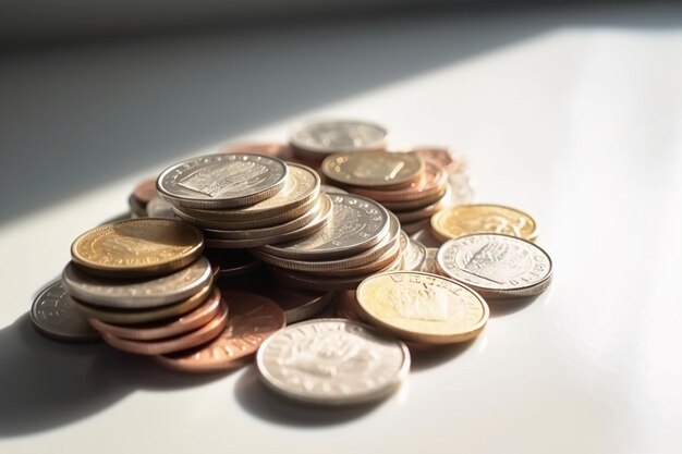 A pile of money coins