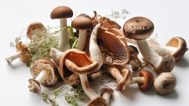 A pile of mushrooms with the word mushroom on the top