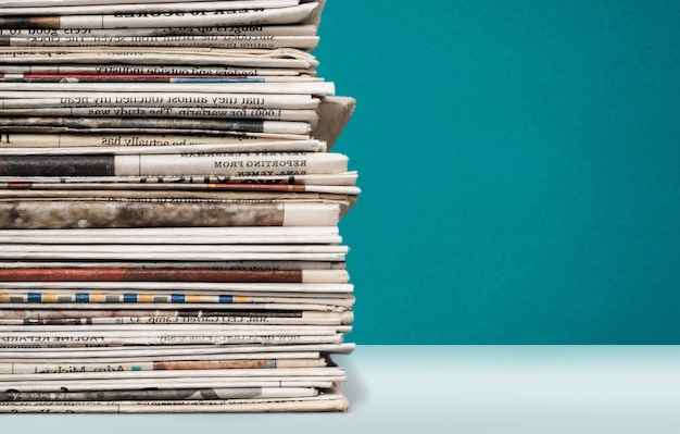 Pile of newspapers , close up