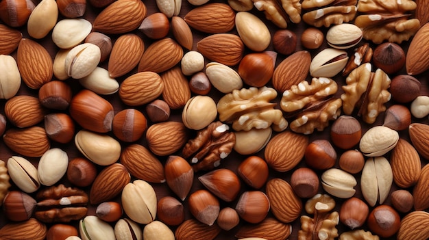 a pile of nuts including almonds and almonds.