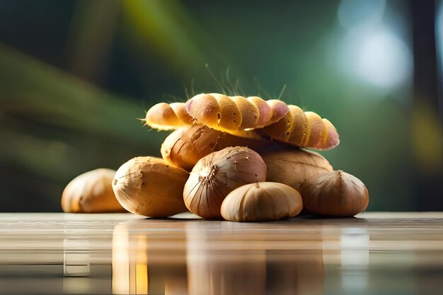 A pile of nuts including walnuts and a yellow one