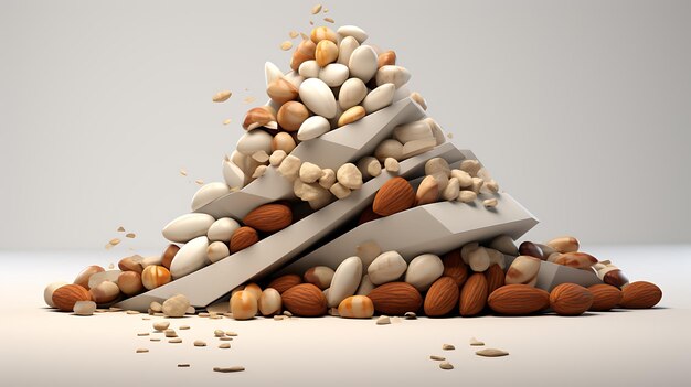 Photo a pile of nuts with a knife in the middle of it