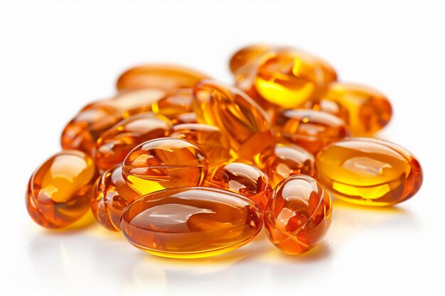 Pile of oil vitamin capsules