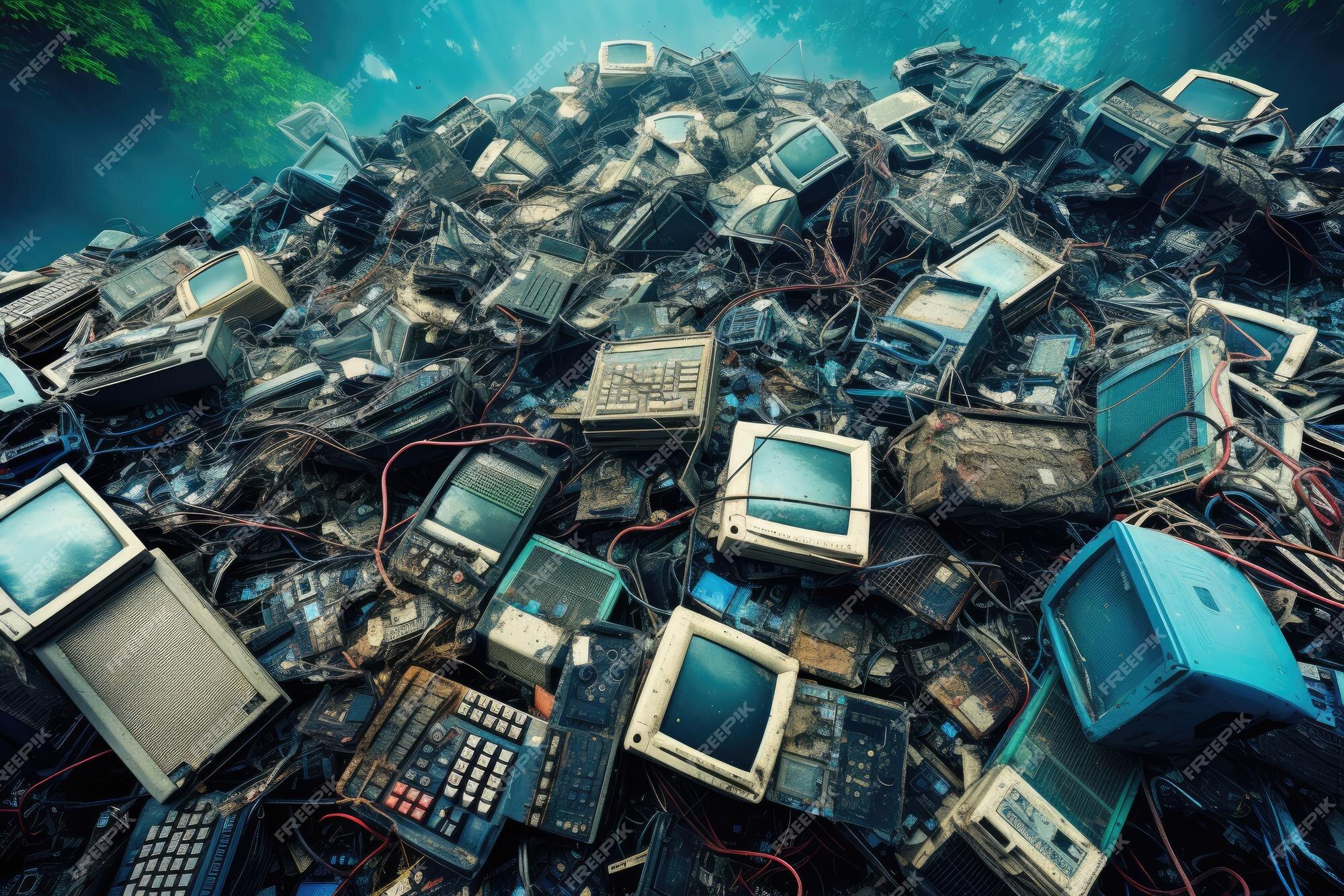 Premium Photo | A pile of old computer monitors in a landfill The ...