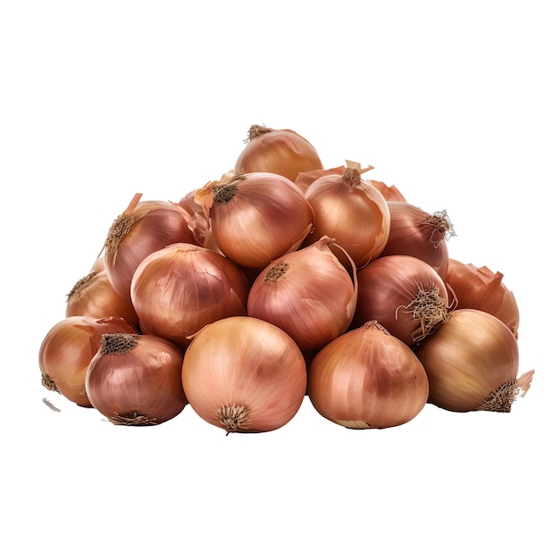 A pile of onions isolate on white background