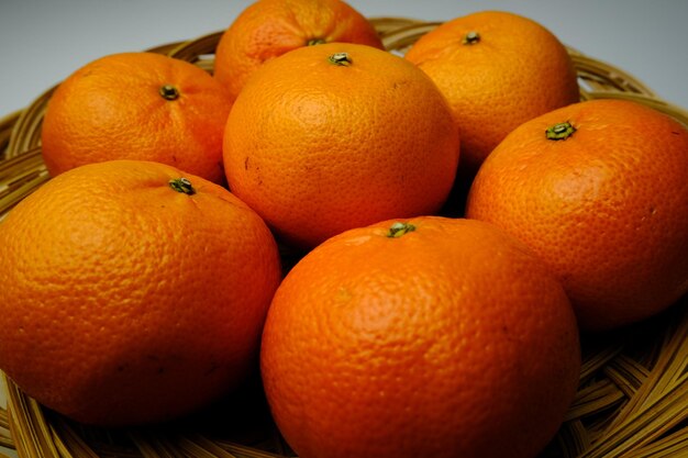 a pile of oranges on the table