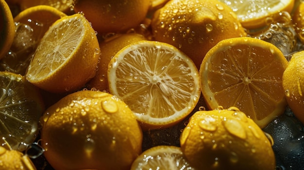 A Pile of Oranges with Glistening Water Droplets