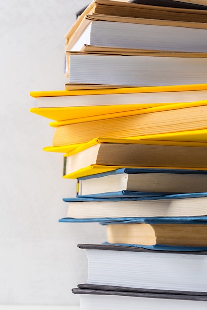  pile of paperback books on a table