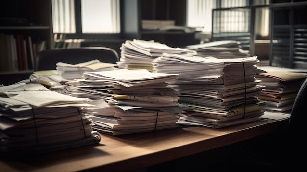 Pile of papers in the office Generative AI