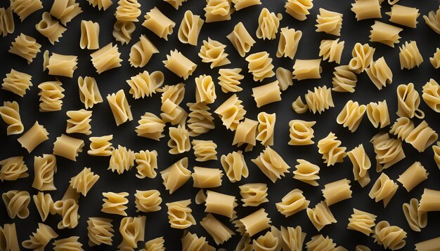 Foto un mucchio di pasta si trova su una superficie nera