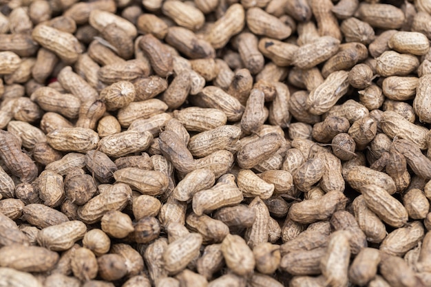 Pile of peanut in shell texture at market 