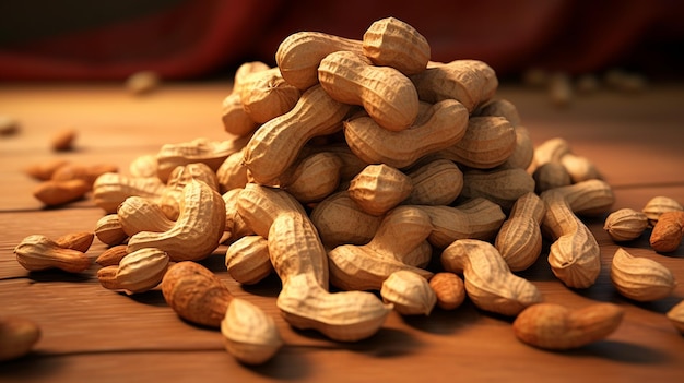 Pile of peanuts on table