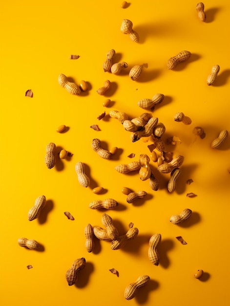 A pile of peanuts with the word peanut on it