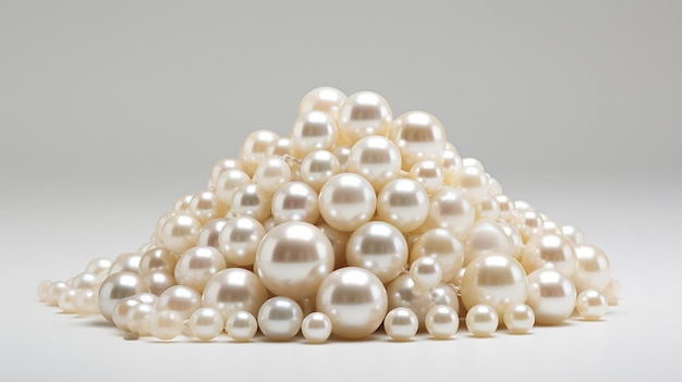 pile of pearls on the white background