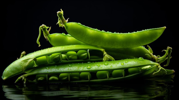 a pile of peas on a black surface