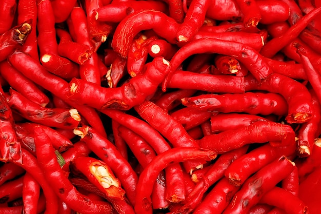 Pile of peeled Red Chili