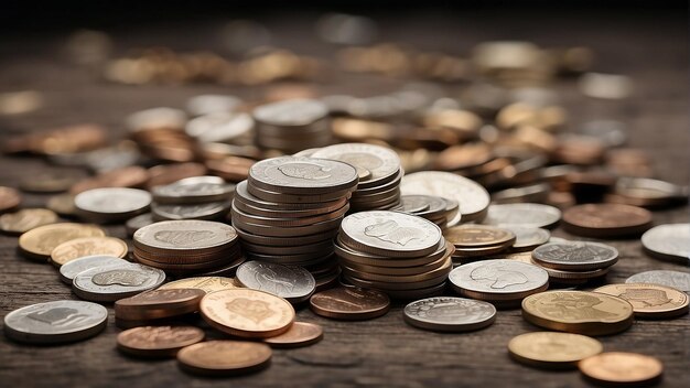 Photo a pile of pennies nickels dimes quarters and loonies