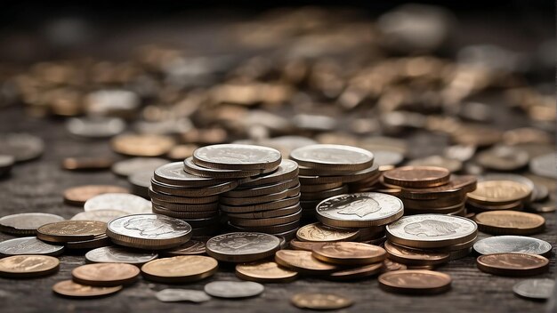 Photo a pile of pennies nickels dimes quarters and loonies