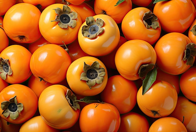 pile of persimmons stacked on top of each other occupying the whole picture