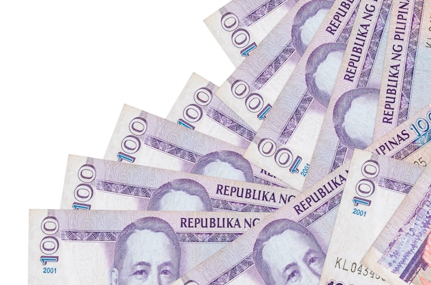Pile Philippine peso banknotes