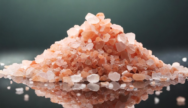 Photo pile of pink himalayan salt isolated