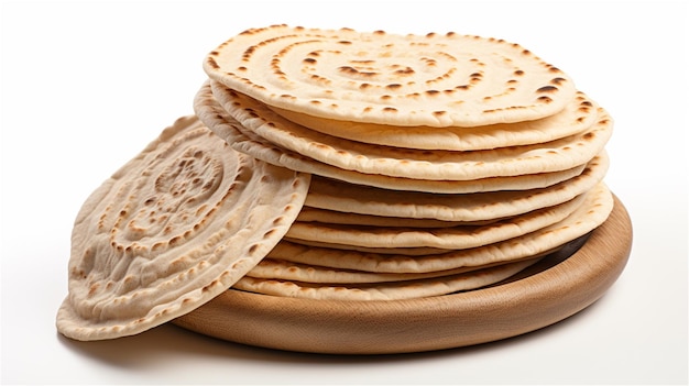 a pile of pita bread on a white background