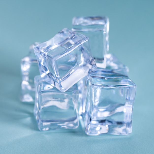 Pile of plastic ice cubes, closeup