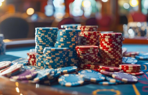 a pile of poker chips with the words poker on them