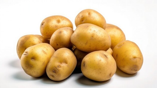 a pile of potatoes isolated on a white background