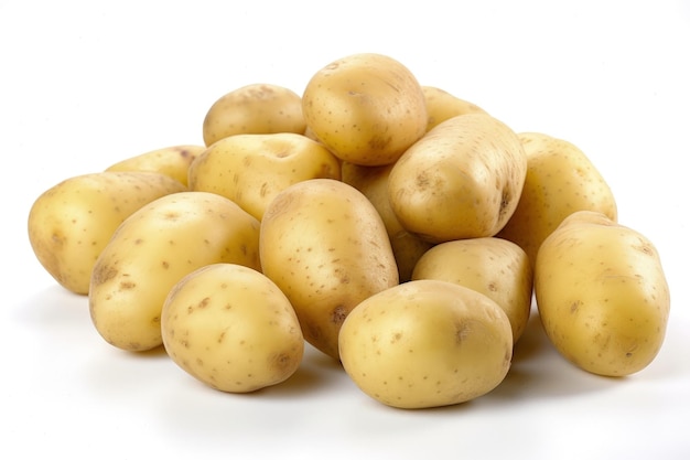 A pile of potatoes on a white background generative AI