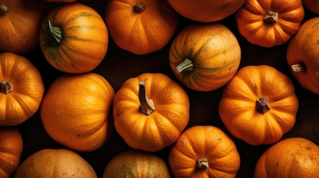 A pile of pumpkins with one orange on the bottom.