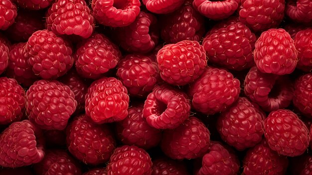 a pile of raspberries with a white background.