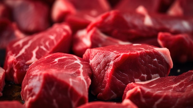 Photo a pile of raw meat is sitting on a table ai