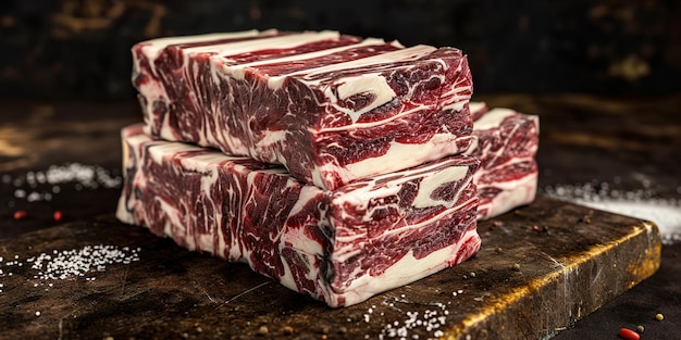 Photo a pile of raw meat is on a wooden table