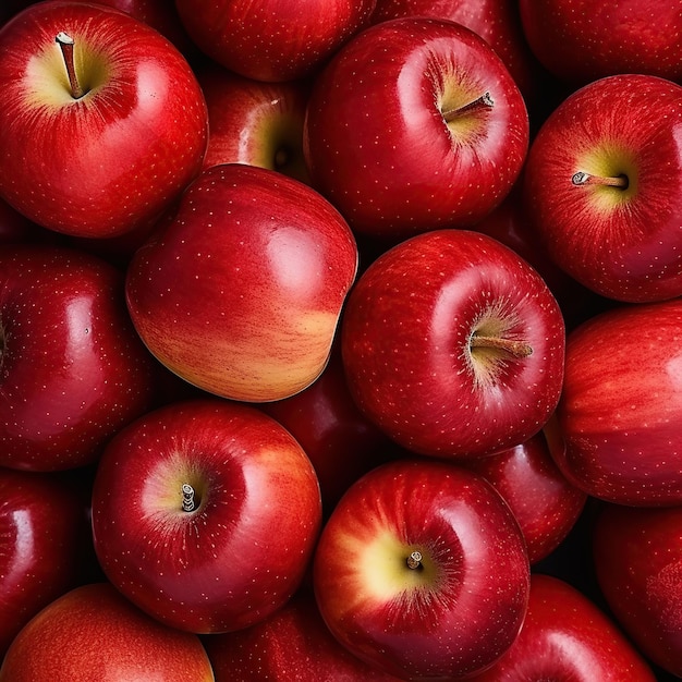 A pile of red apples in store