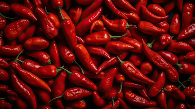 A pile of red chili peppers