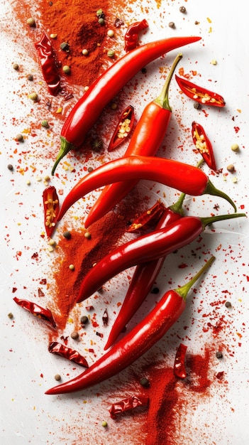 Pile of Red Peppers on White Surface