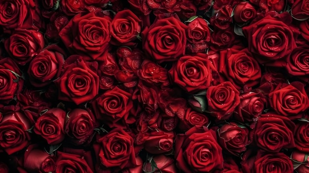 Premium Photo | Pile of red roses wallpaper generative ai