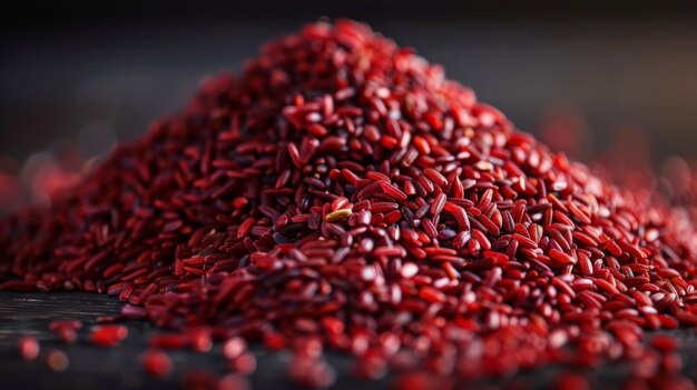 Pile of red yeast rice Chinese traditional food and medicine