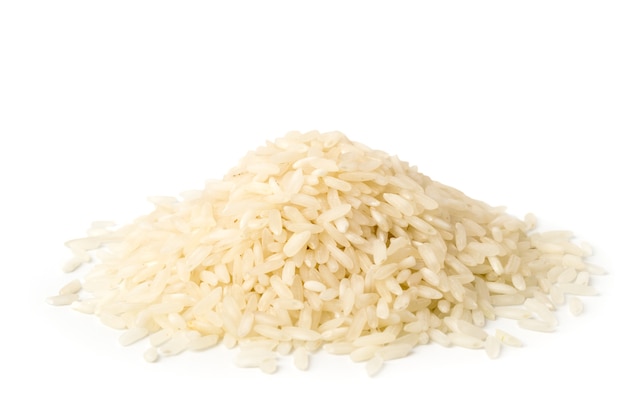 A pile of rice on white