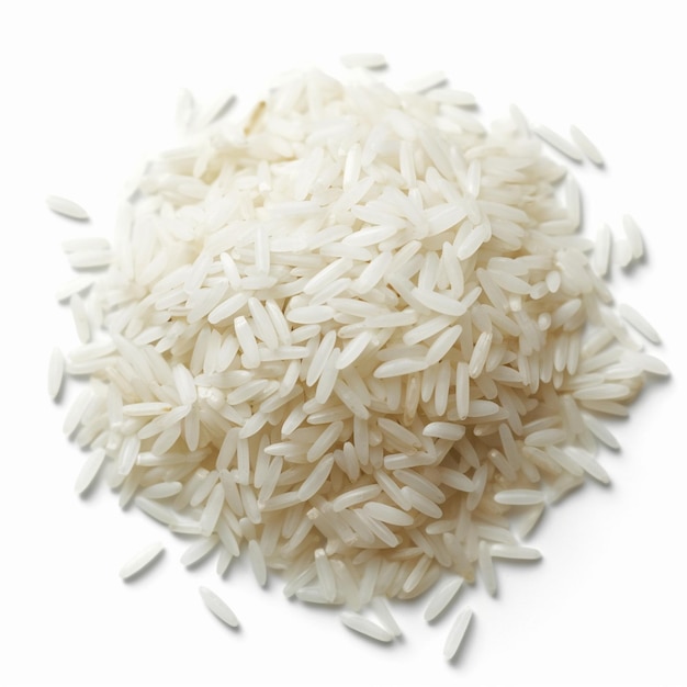 a pile of rice with a white background