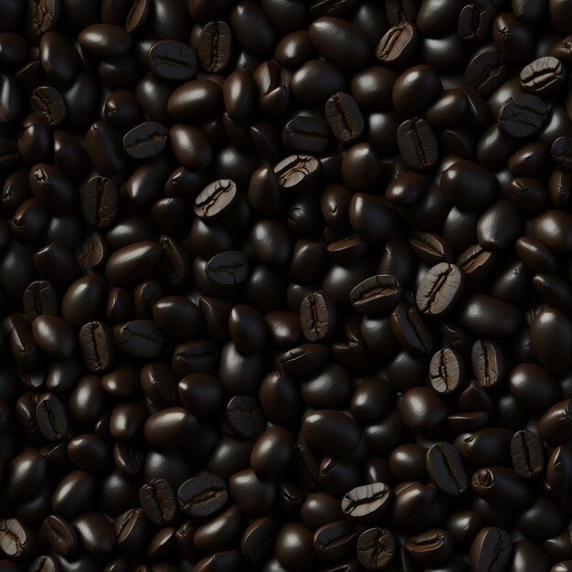 Pile of roasted coffee beans as background top view