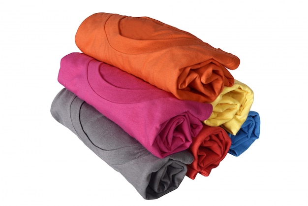 Pile of rolled colorful clothes