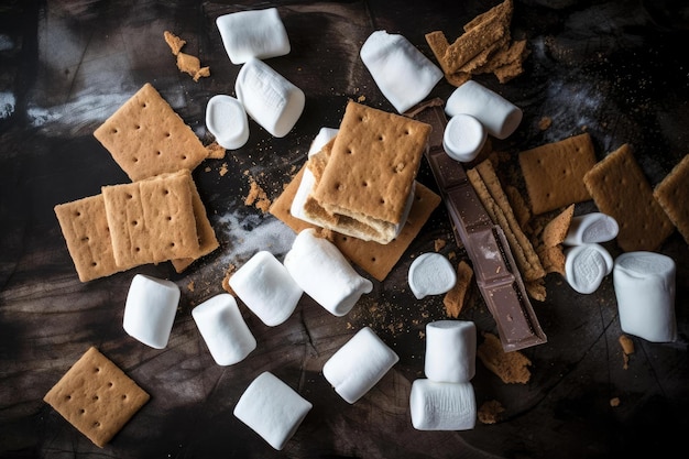A pile of s'mores on a table