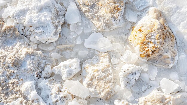 Photo a pile of sea salt is covered with ice